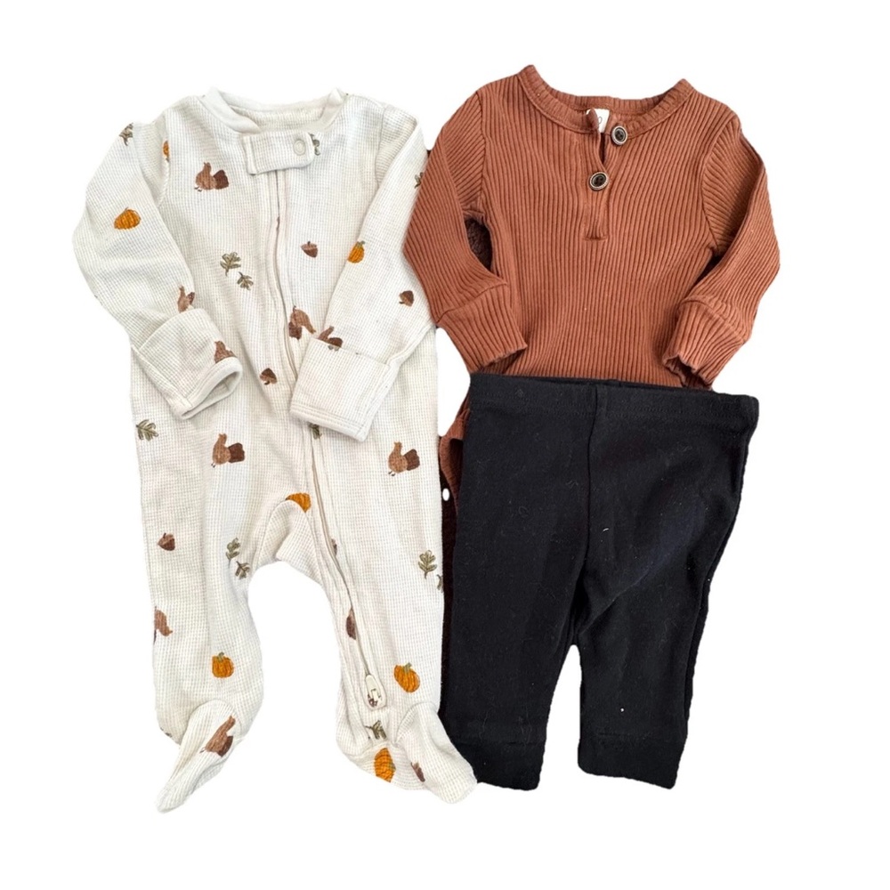 Baby Boys Carters 0-3 Footie Pajamas Bodysuit And Pants Outfits Lot Of 3